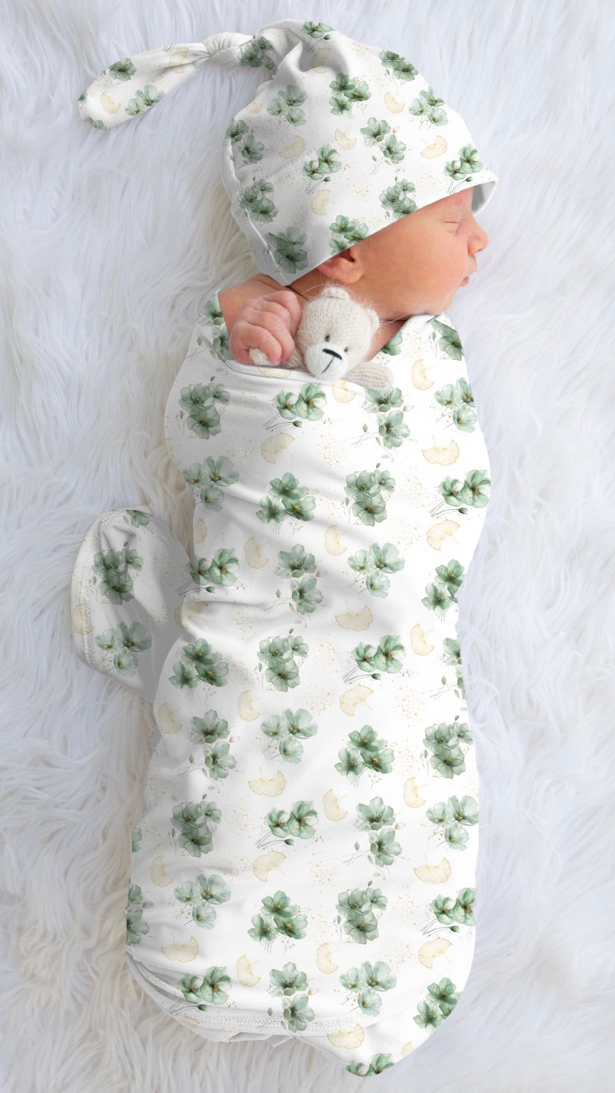 Green Floral Swaddle Wrap