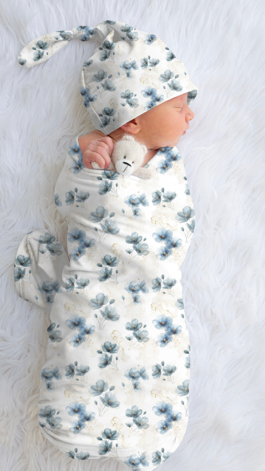 Blue Floral Swaddle Wrap