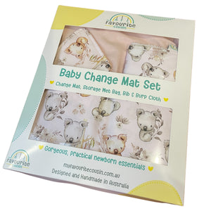 Pink Koala Baby Change Mat Set