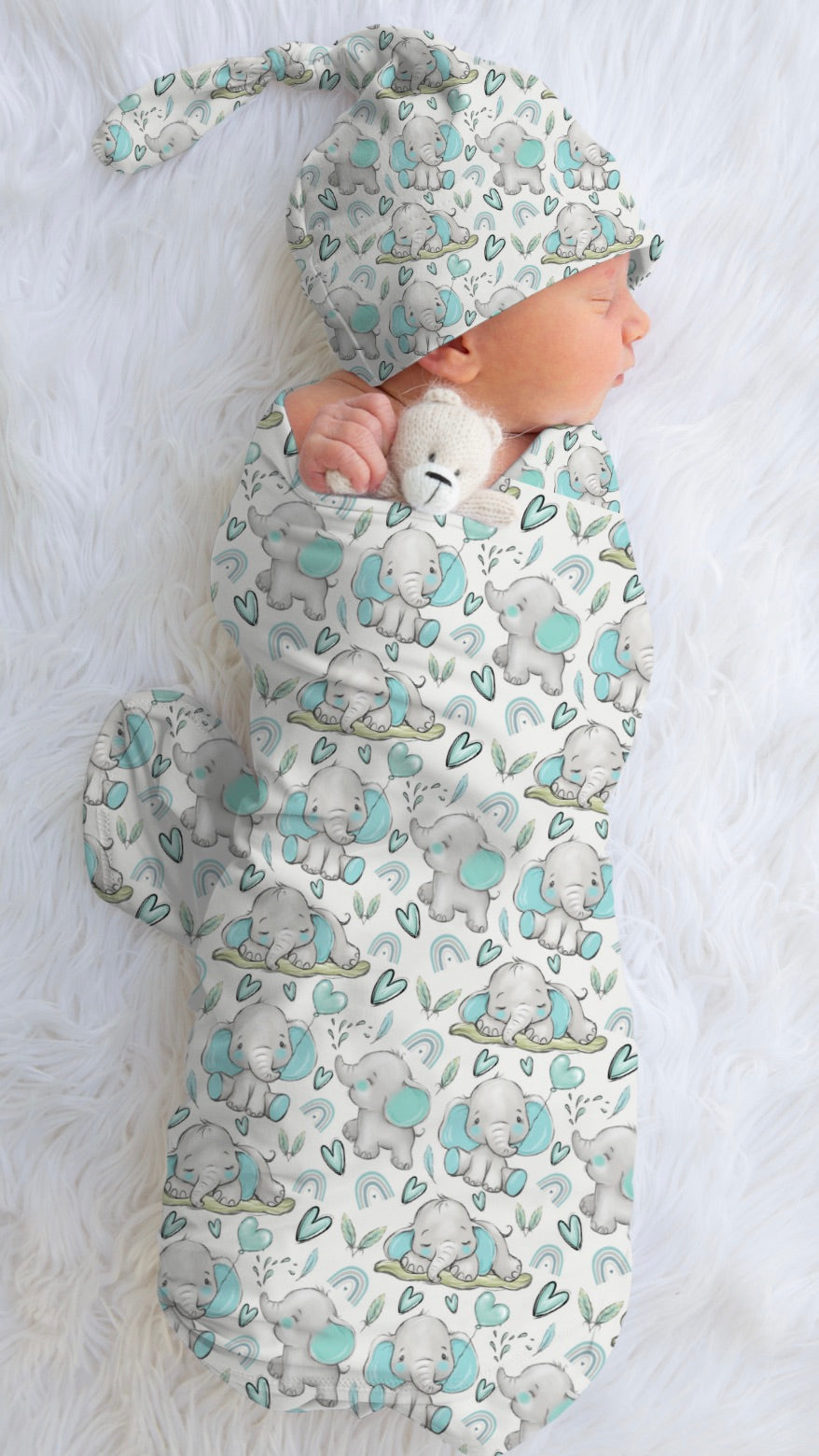 Blue Elephant Swaddle Wrap